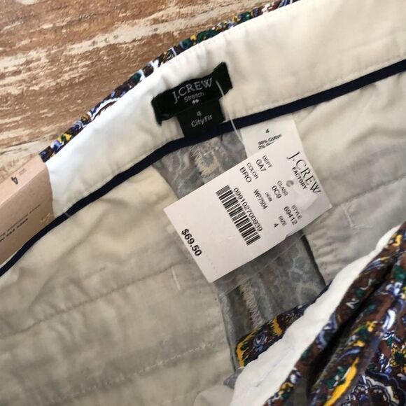 J.CREW Paisley Printed Skimmer Pants NEW city fit - Picture 4 of 5